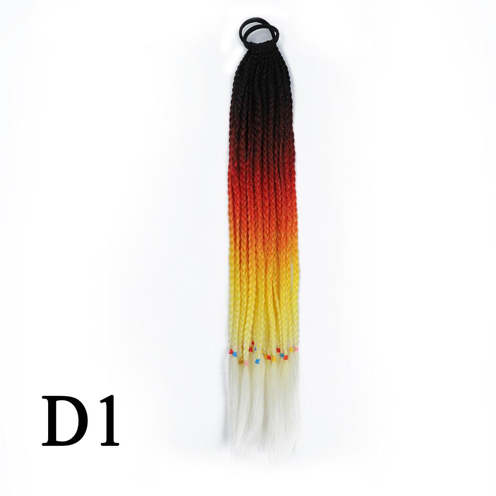 Плетеный хвост с резинкой, черный плетеный хвост ручной работы из термостойкого волокна, шиньоны с конским хвостом для девочек