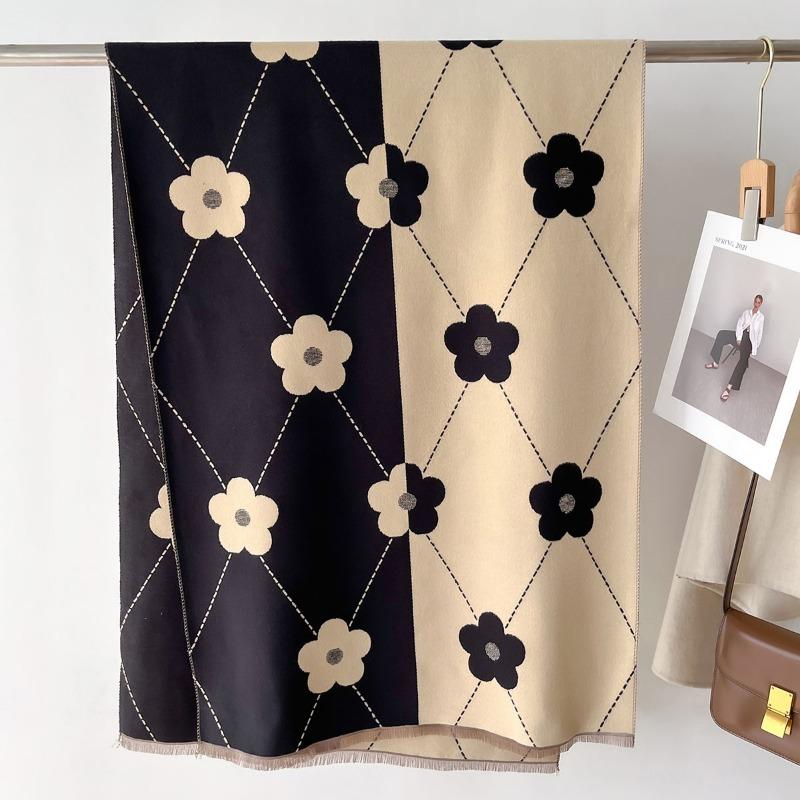 2024 New Autumn and Winter Warm Scarf Double-sided Imitation Cashmere To Keep Warm, Student High-end Female Scarves