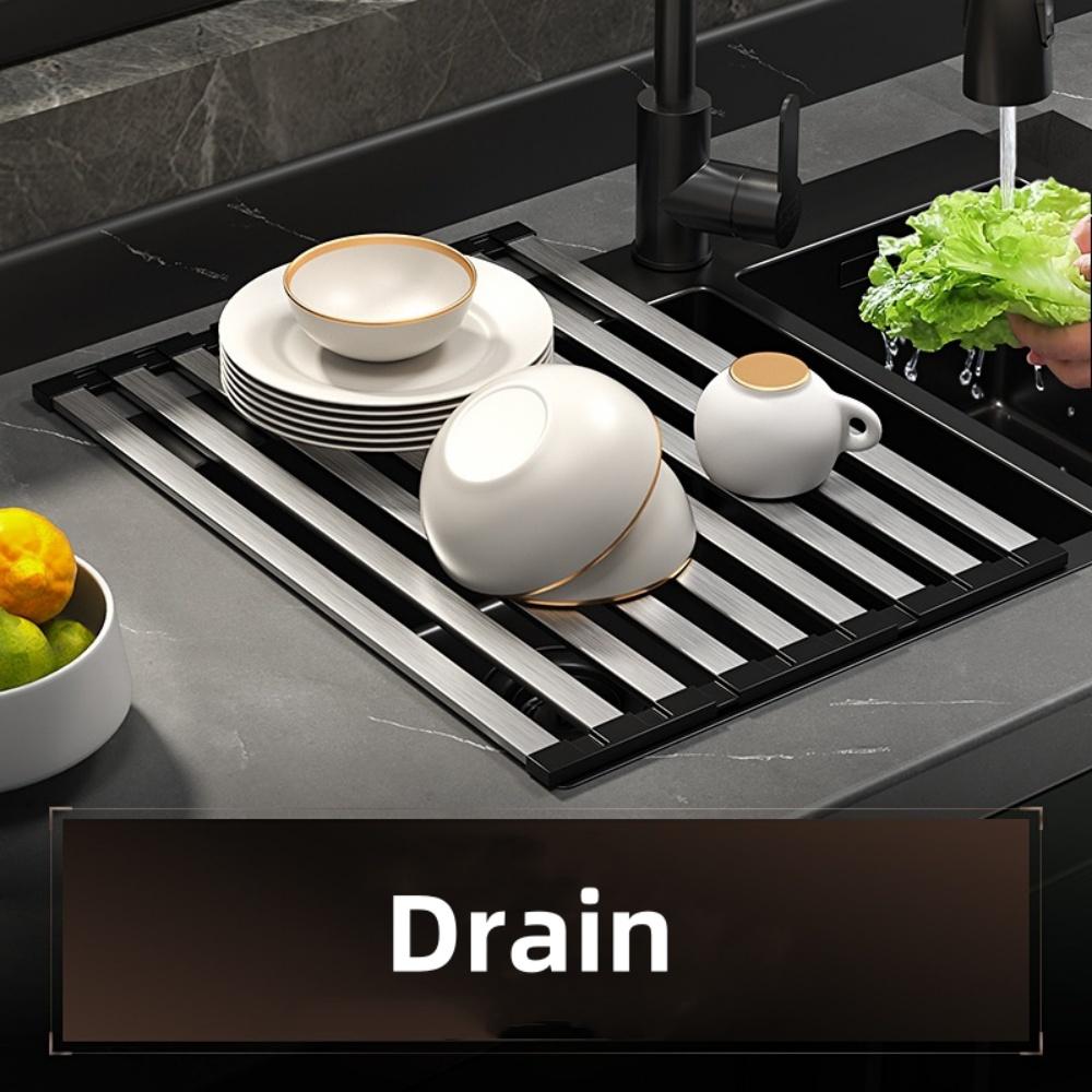 Сворачивающаяся сушилка для посуды Сушилка над раковиной Крышка для раковины Кухонные аксессуары Гаджет Многоцелевой органайзер Складная Нерж