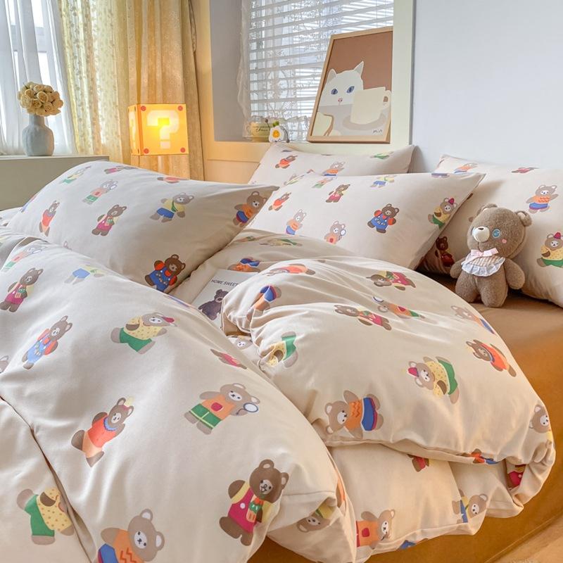 Маленький комплект из четырех предметов из свежевыстиранного хлопка, постельное белье, пододеяльник, комплект из трех предметов для односпальной кровати в общежитии