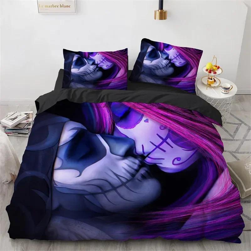 3D Print Skull Vintage Sugar Skull Girl Comfortable Duvet Cover Pillowcase Bedding Set Children Bedroom Decoration Home Textile