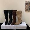 Coarse heel French pointed western cowboy boots women's boots new tall stacking boots