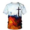 Крест принт 3D футболка Иисус Христианская мода церковь топ с короткими рукавами большой размер летние повседневные мужские