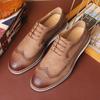 Деловые кожаные туфли на шнуровке мужские трендовые мужские повседневные туфли британский стиль Брок гравированные мужские туфли
