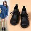Женские зимние ботинки, оксфорды, ботинки на плоской подошве, дезерты, кожаные студенческие ботинки для девочек, мотоциклетные ботильоны