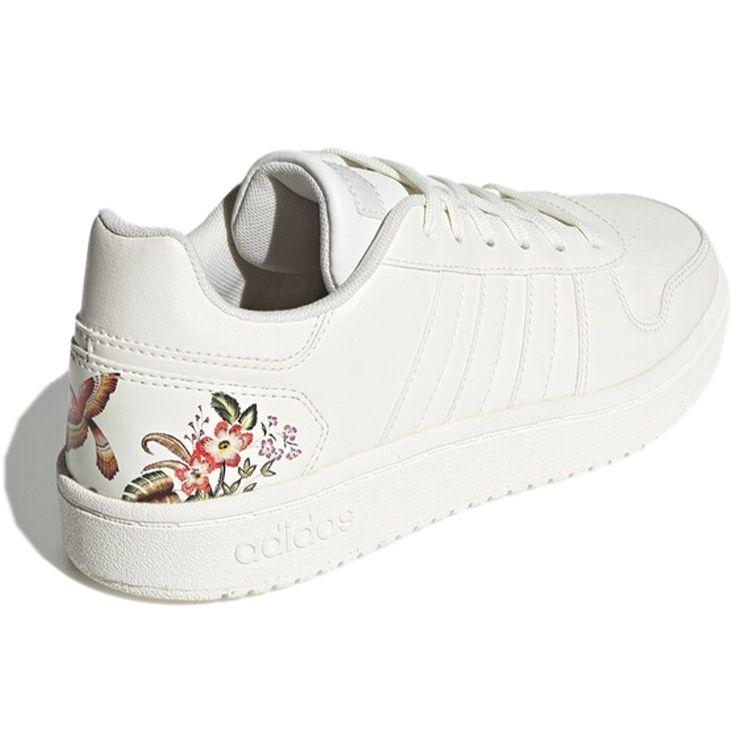 adidas Neo Hoops 2.0 Искусственная кожа Цветочные Удобные Прочные Низкие Ретро Баскетбольные Кроссовки Женские кроссовки Белый EF0122