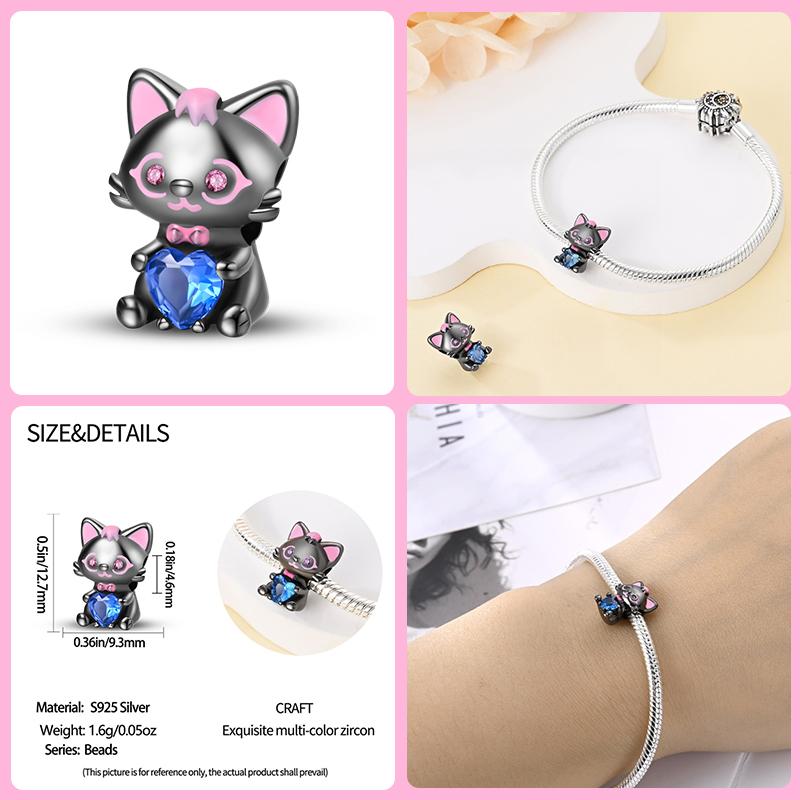 Copper Lovely Animal Cat Squirrel Penguin Heart Zircon Charms Beads Fit Qikaola Original Bracelets Fine Diy Jewelry