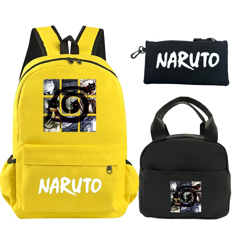3 шт./компл. рюкзак аниме Наруто с принтом книжная сумка с сумкой для обеда пенал подростковый детский школьный рюкзак для девочек и мальчиков