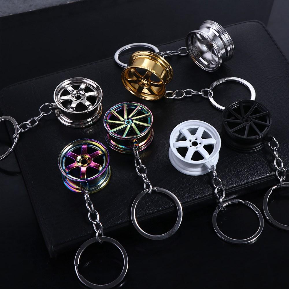 INS Car Wheel Keychain Zinc Zinc Alloy Tire Rim Key Holder Personality Bag Charms