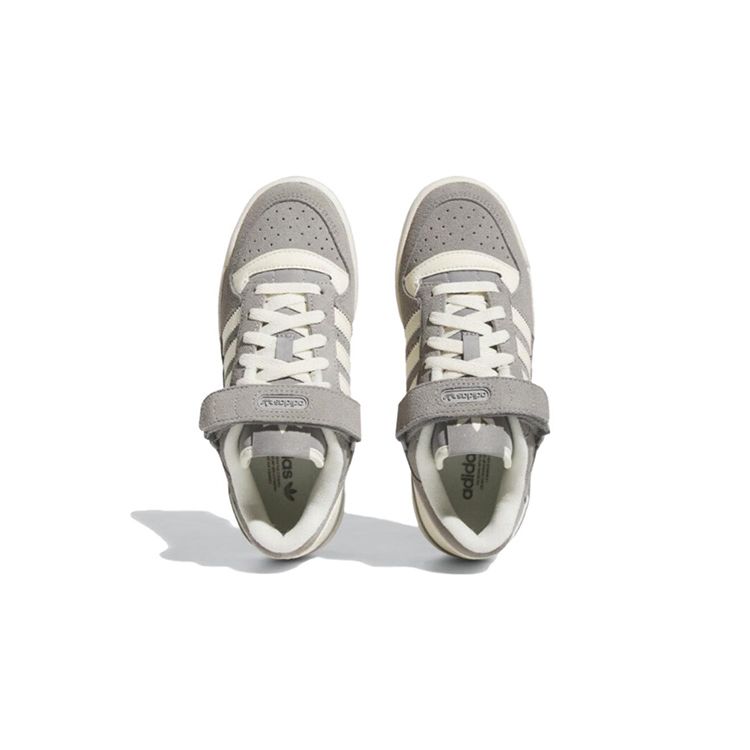 adidas Originals Forum J Кожа Замша Модные Повседневные Прочные Низкие Кеды для Скейтбординга Детские Кроссовки Серый Белый HQ7159