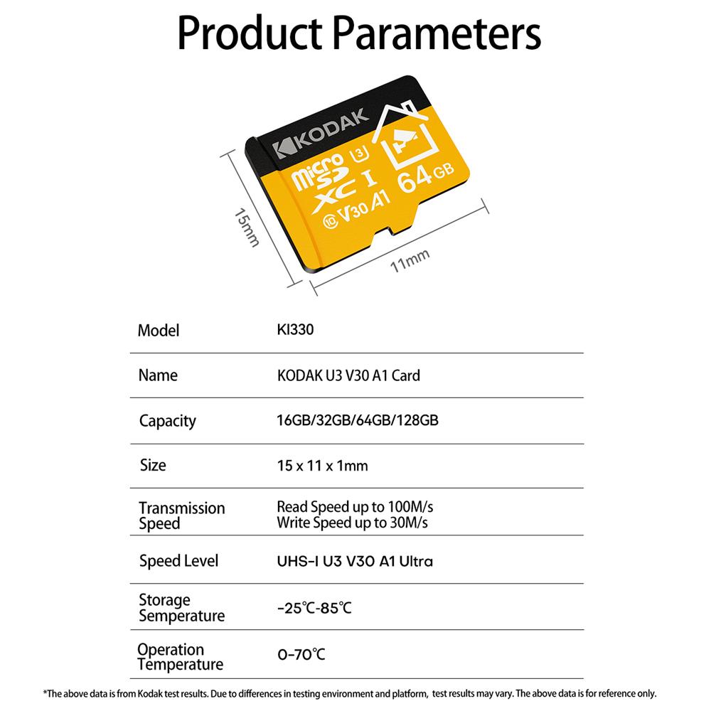 Kodak Карта MicroSD 32 ГБ 64 ГБ 128 ГБ 256 ГБ Карта памяти Micro SD лучшая для домашнего монитора безопасности, мобильного телефона, дронов