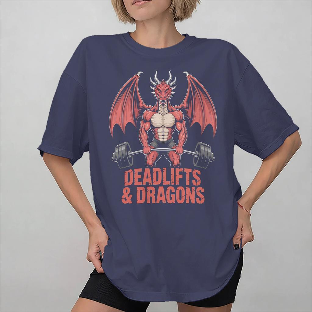 Unisex Women Print Dumbbells and Dragons Tee T Shirt 100 Cotton Tshirts Clothes