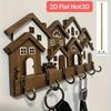 Wood House Key Holder 2D Flat Wall Key Rack New Decorative Key Hanger  Living Room Decor