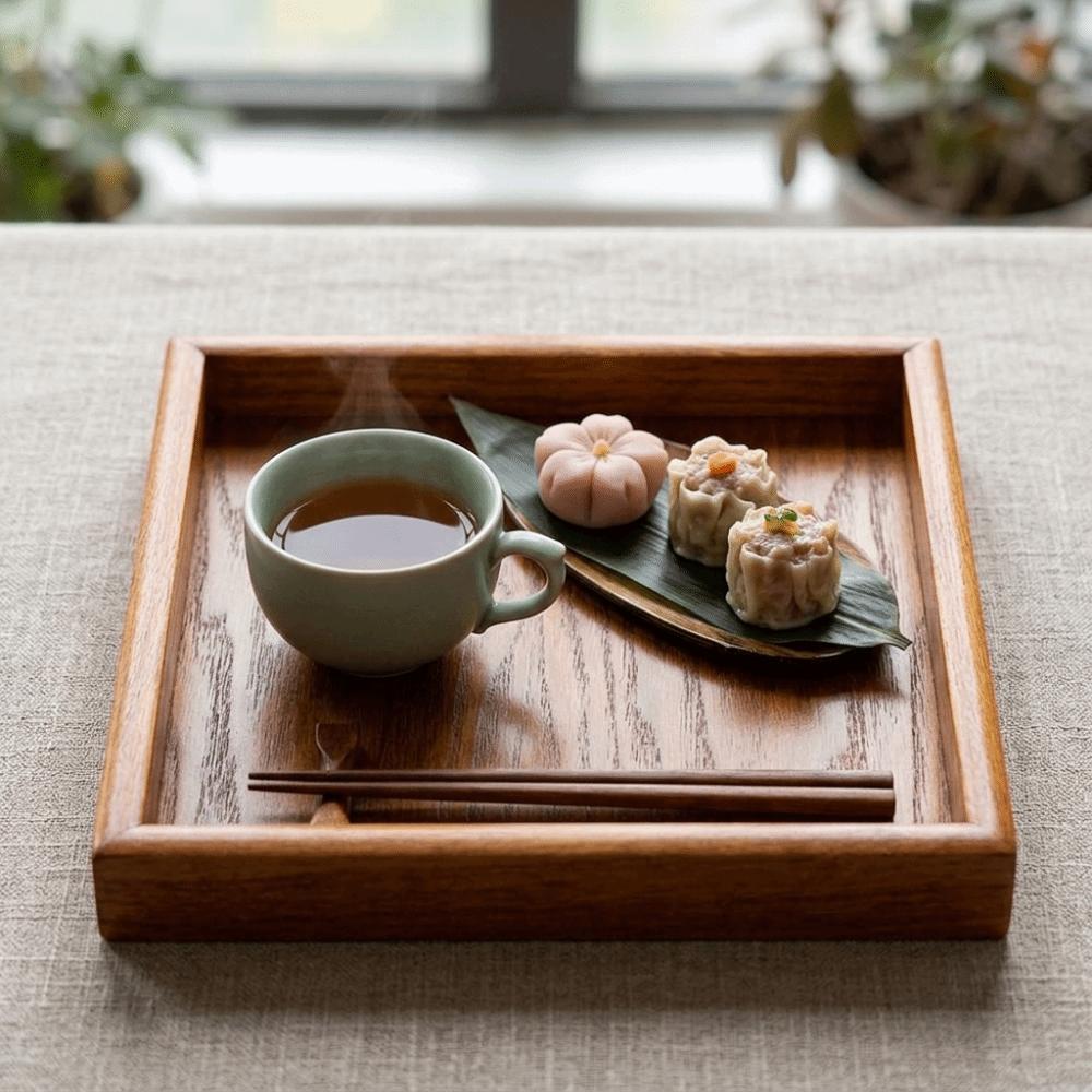 Smooth Snack Tray Solid Wood Snack Platter Portable Appetizer Tray Bedroom
