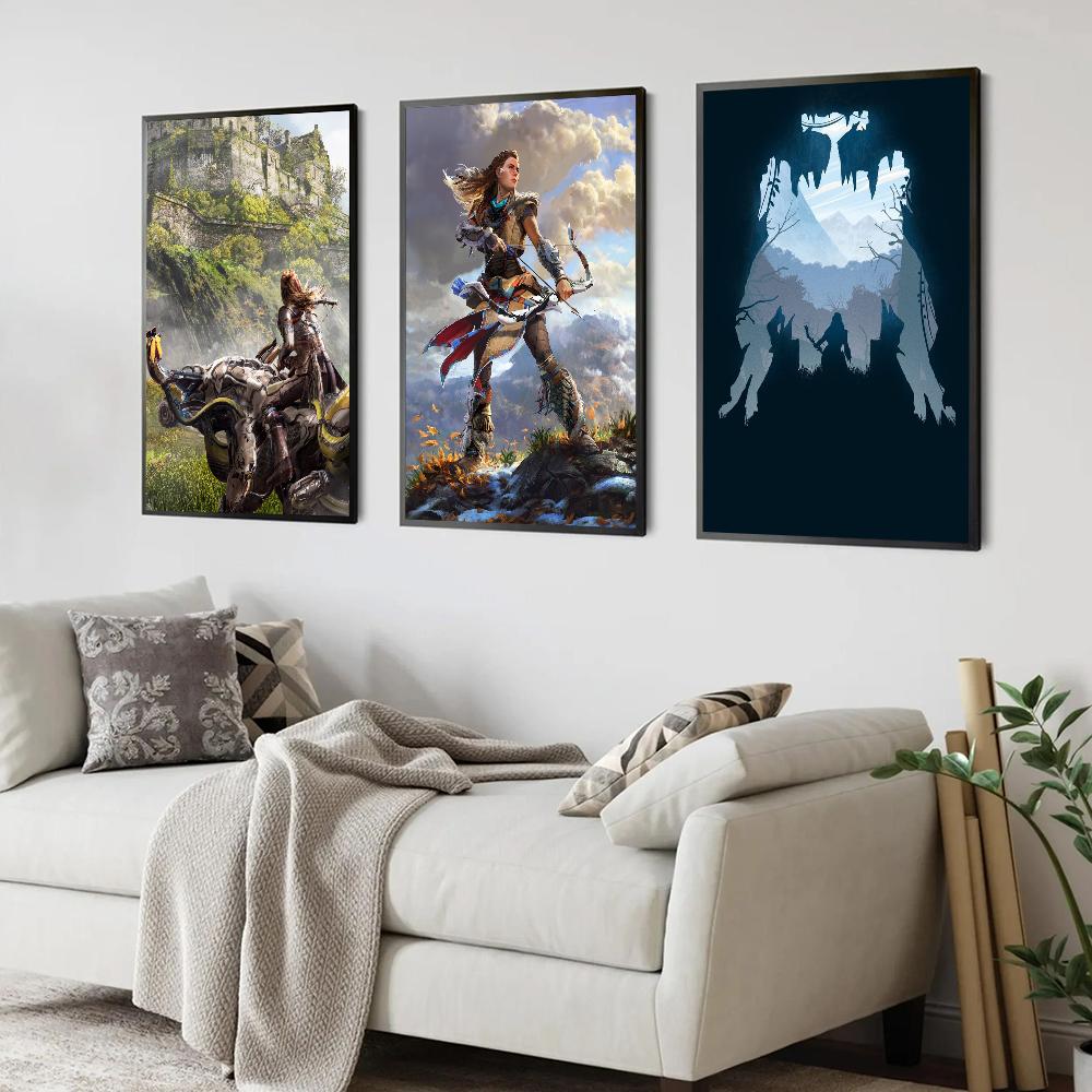 1 шт. Самоклеящийся художественный постер Horizon Zero Dawn Game, водонепроницаемая бумажная наклейка для декора стен кофейни, бара