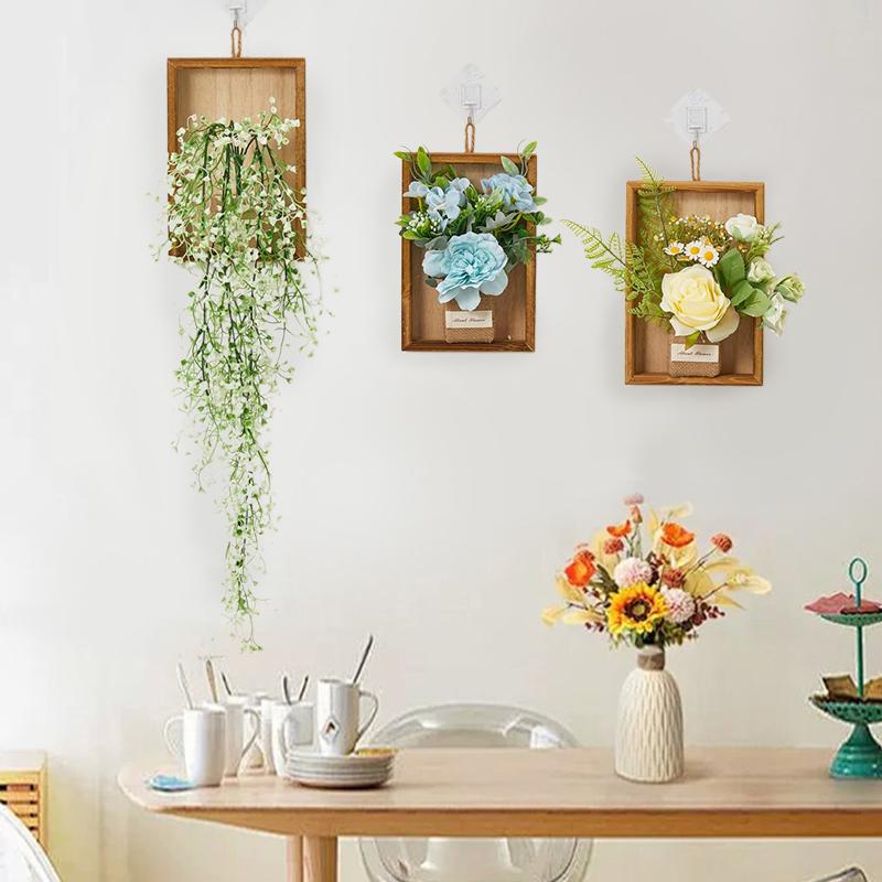 Подвесные цветочные украшения для гостиной Пластиковые настенные дверные поделки Искусственные растения Искусственные цветы Садовые украшения из дерева Украшения для дома