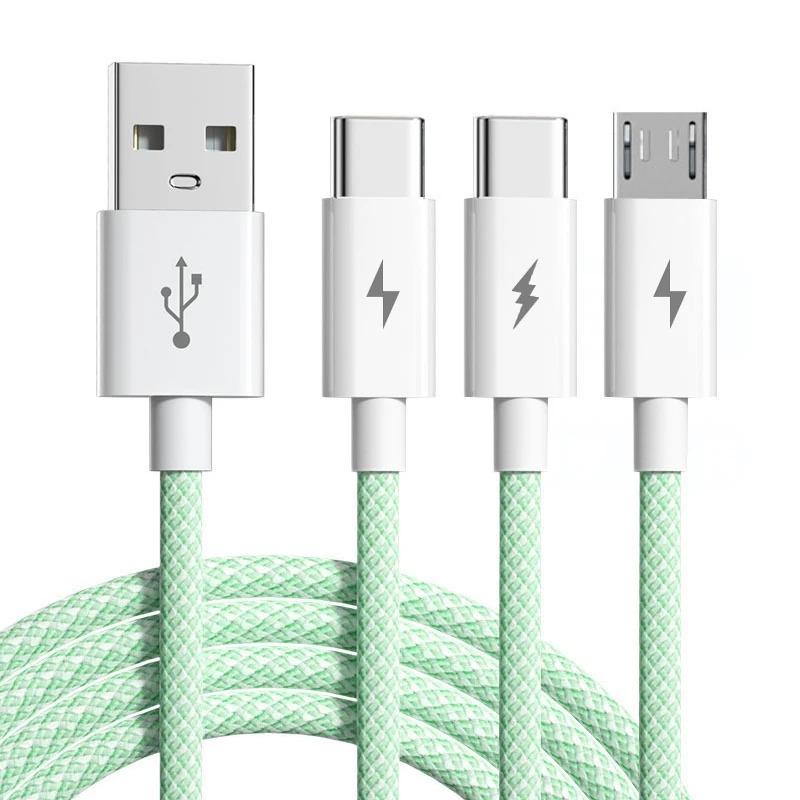 3in1 6A 66W Ultra Fast Charging Cable Fast Charger USB ToType C Cable Charging Cable Mobile Data Cable Suitable For IOS Android Phone 1.2M/2M