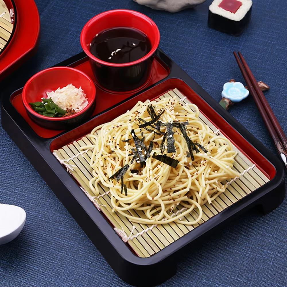 with Bamboo Mat Soba Noodles Plate Multipurpose Food Platter For Serving and Decoration