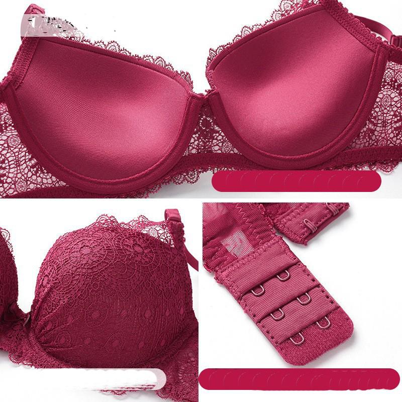 A B C Cup Bra Women's Underwear Sexy Lace Bra Deep V Push-up Bra Adjuster Bra Set