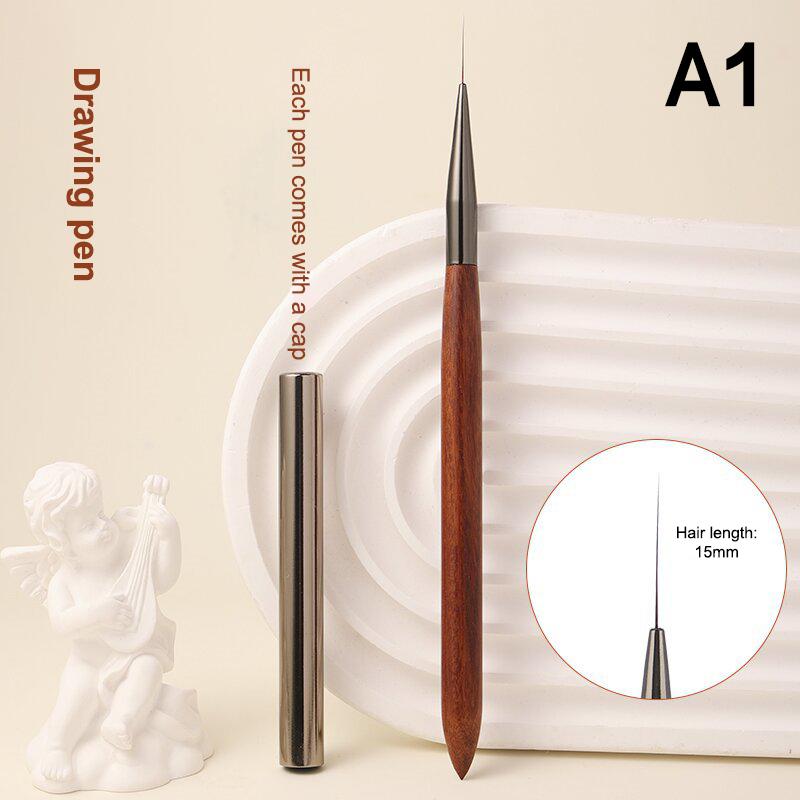 1Pc Professional Nail Art Brush with Durable Sandalwood Pole Nail Liner Brush for Phototherapy Nail Painting Pen