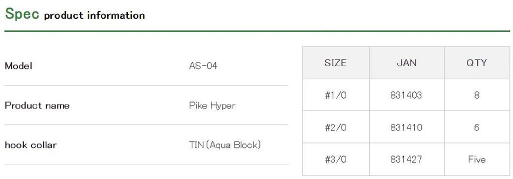 Decoy AS-04 Jigging Single Pike Hyper Size 3/0 (1427)