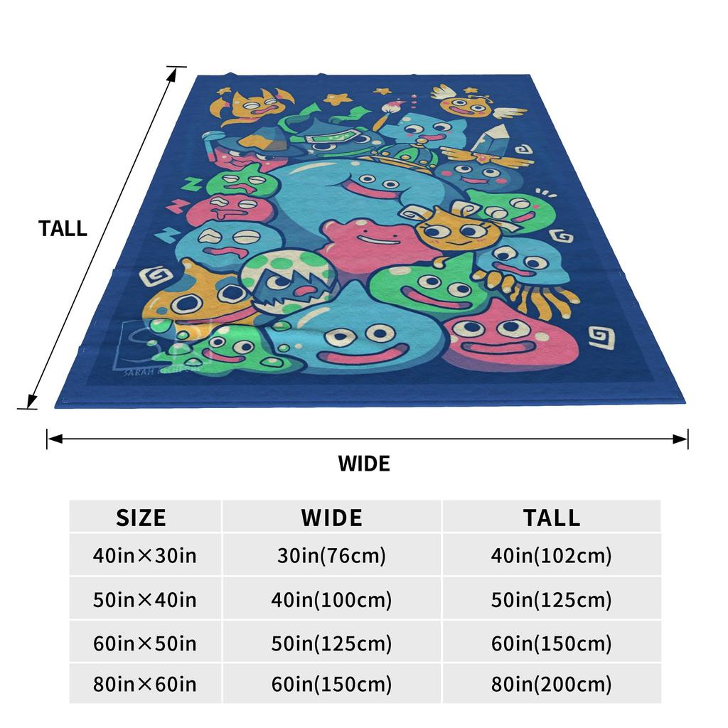 D-Dragon Quest Slime Plush Blankets Kids Flannel Throw Blanket For Couch Chair Sofa Bed Warm Custom Quality Bedspread Gift Idea