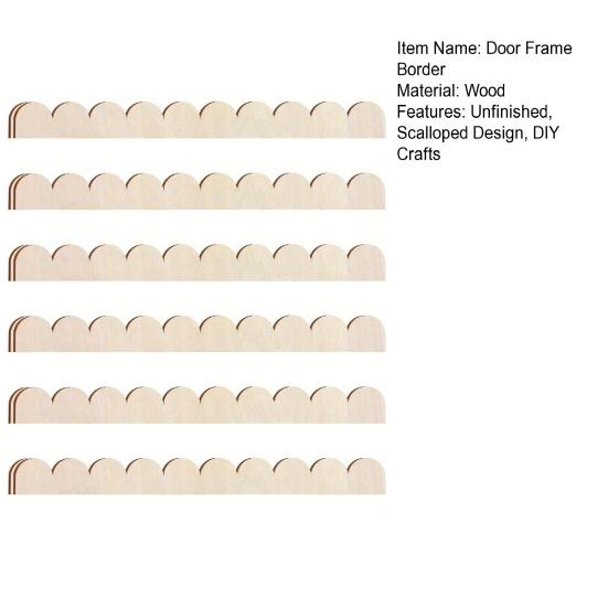 Yousheng 6/12Pcs Unfinished Scalloped Wood Border Trim Farmhouse Home DIY Crafts Wall Cabinet Shelf Door Window Frame Scalloped Edge Decorative Wood