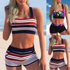 Summer Innovative and Comfortable Multi-color Striped Print Sexy and Fashionable Holiday Beach Swimsuit S-5XL