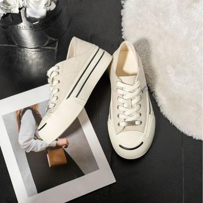 Обувь женская летняя классическая открытая улыбка толстая подошва увеличивающая рост повседневные парусиновые туфли кеды белая обувь женская обувь