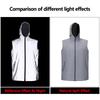 Spring Summer Reflective Vest Men's Hooded Outdoor Casual Cycling Jogging High Visibility Safety Glow Clothes Hip Hop Streetwear