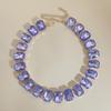 Mixed Color Rectangular 13x18 Crystal Gemstone Necklace - European & American Choker Design