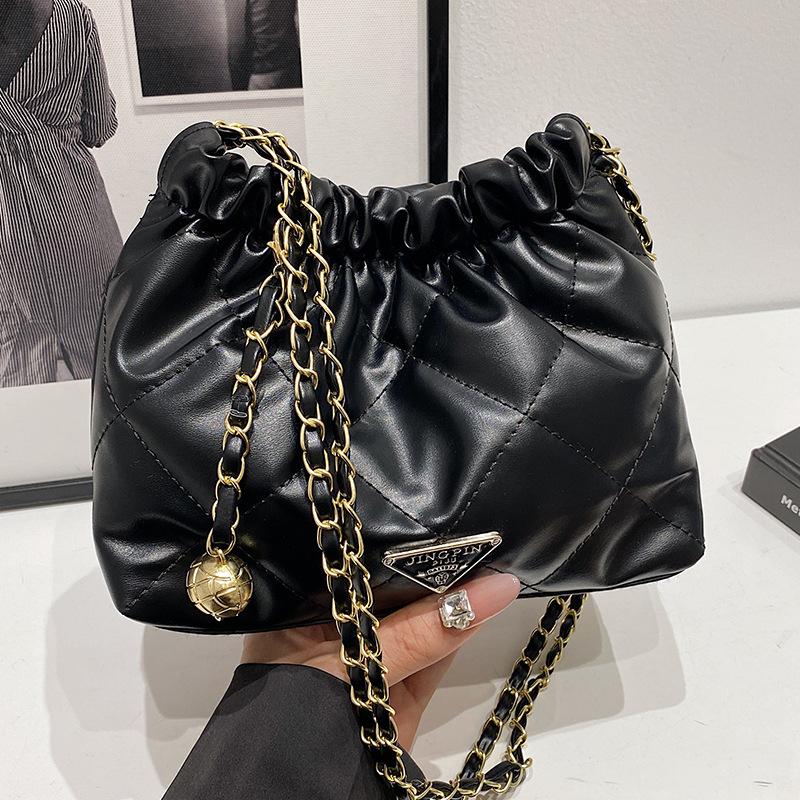 Сумка-ведро с цепочкой от знаменитости из Интернета, модная универсальная сумка-мессенджер для женщин, сумка через плечо с высокой цепочкой