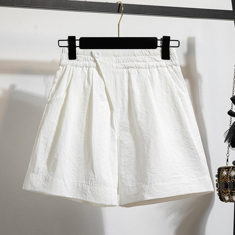 DIMANAF 2025 Шорты больших размеров Летние женские брюки с широкими штанинами Однотонные Свободные с высокой талией Повседневные шорты Базовые Шаровары Новые