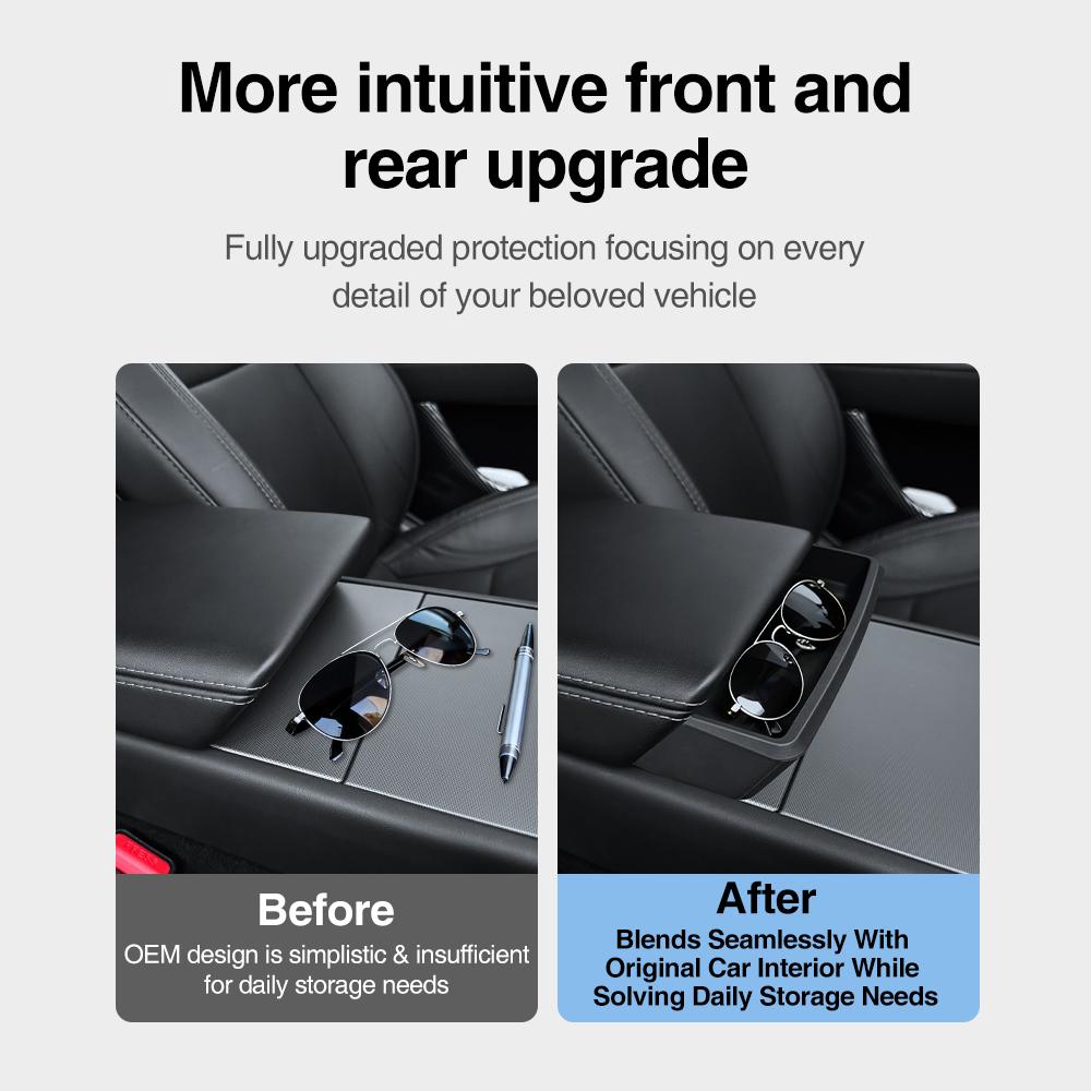 HEENVN Armrest Pocket Storage Organizer Tray Silicone For Tesla Model 3 Highland /Y Juniper / YL 2025-2026 Interior Accessories