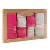 Cotton Towel Set 6 Pcs Box 50x90 + 70x140 Light Ash Fuchsia