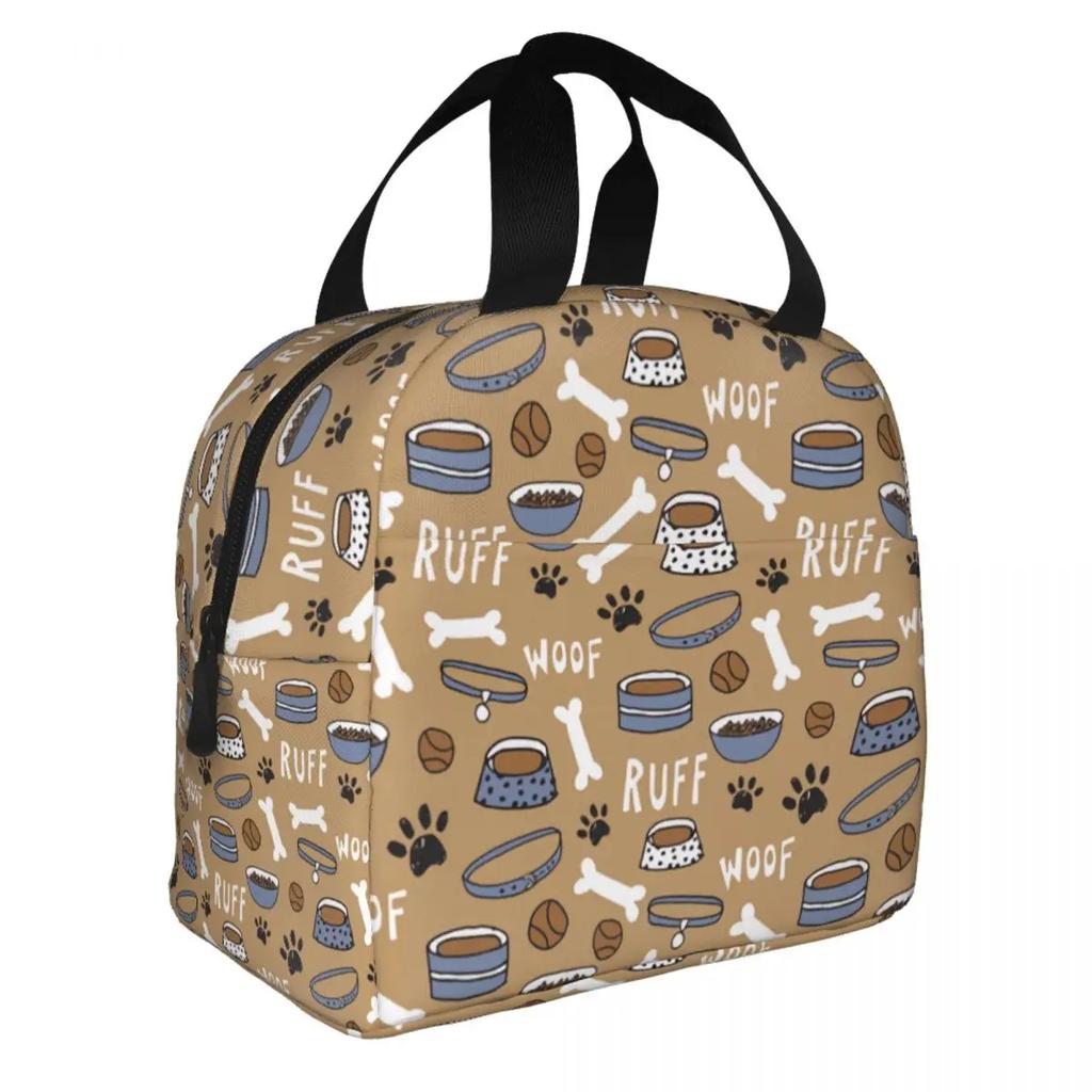 Милая сумка для ланча с изображением костей и лап собаки, термохолодильник, изолированный ланч-бокс для женщин, детей, школы, работы, пикника, сумки для еды