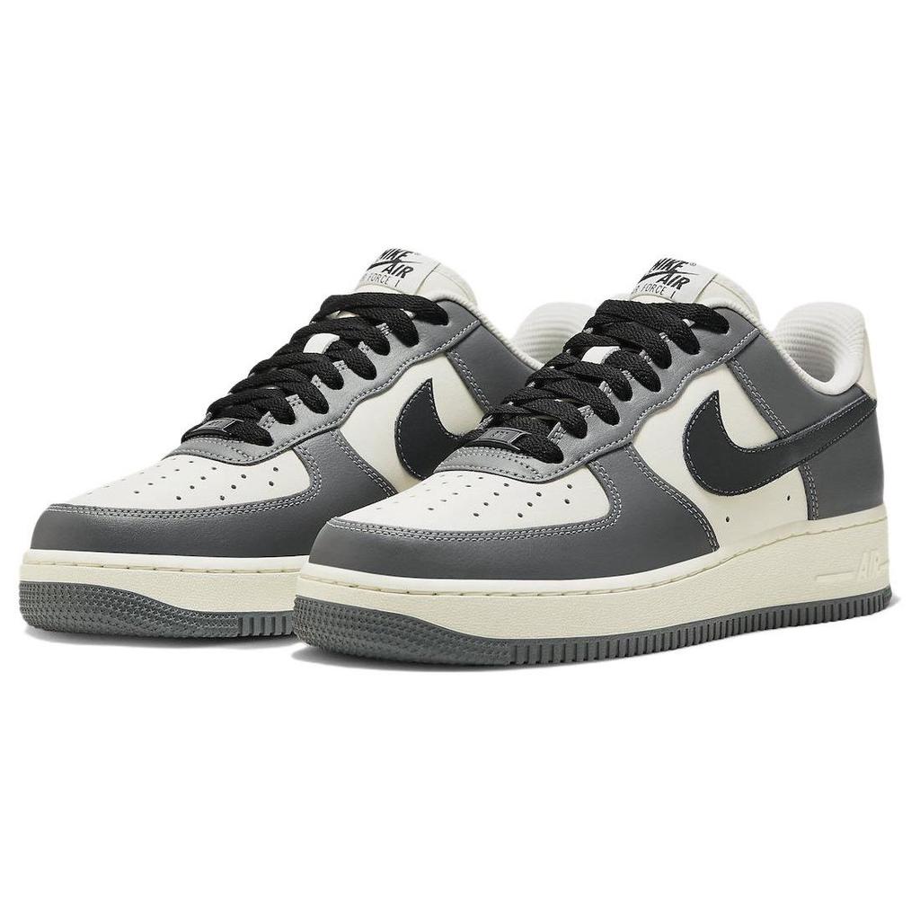 Nike Air Force 1 Кожа Нескользящие Прочные Легкие Низкие Кеды для Скейтбординга Унисекс Кроссовки Белый Серый Черный FD9063-100