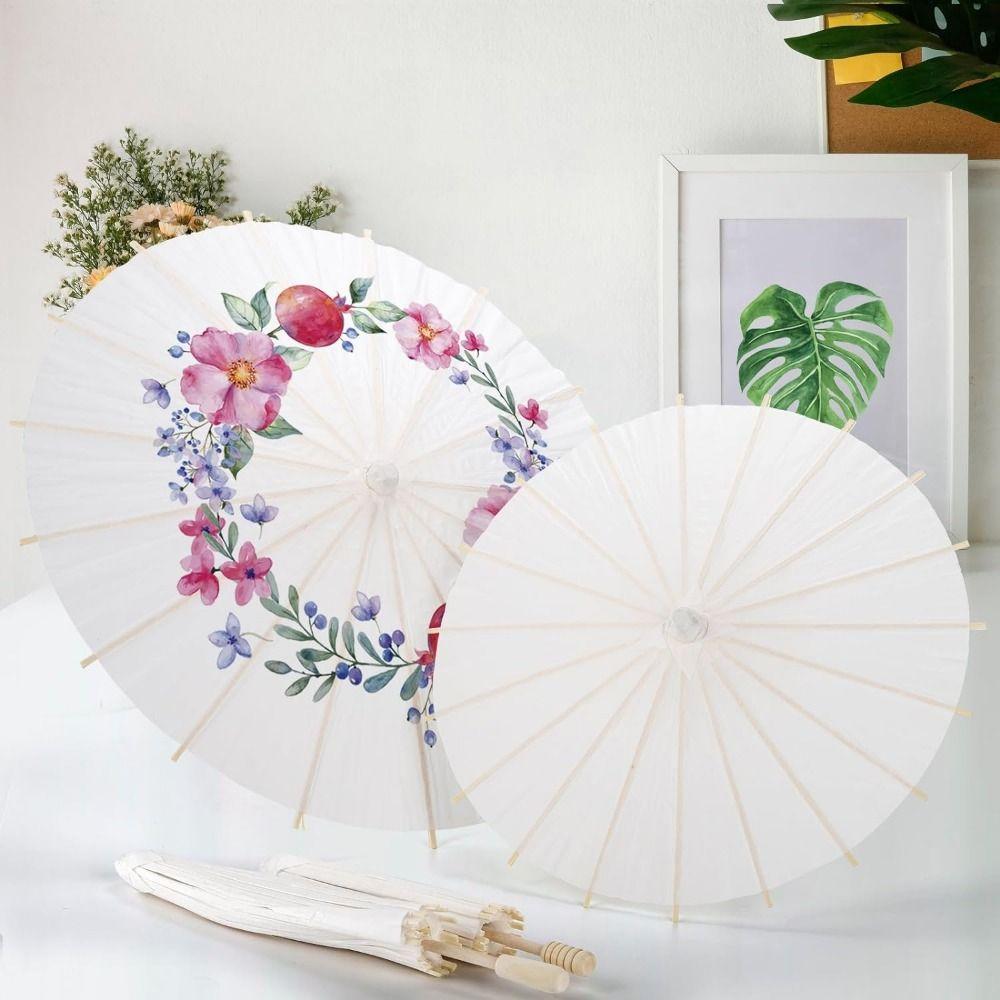 Comfortable Grip Blank Paper Umbrella DIY Wood Drawing Umbrella Oil Paper Umbrella  Dance Prop