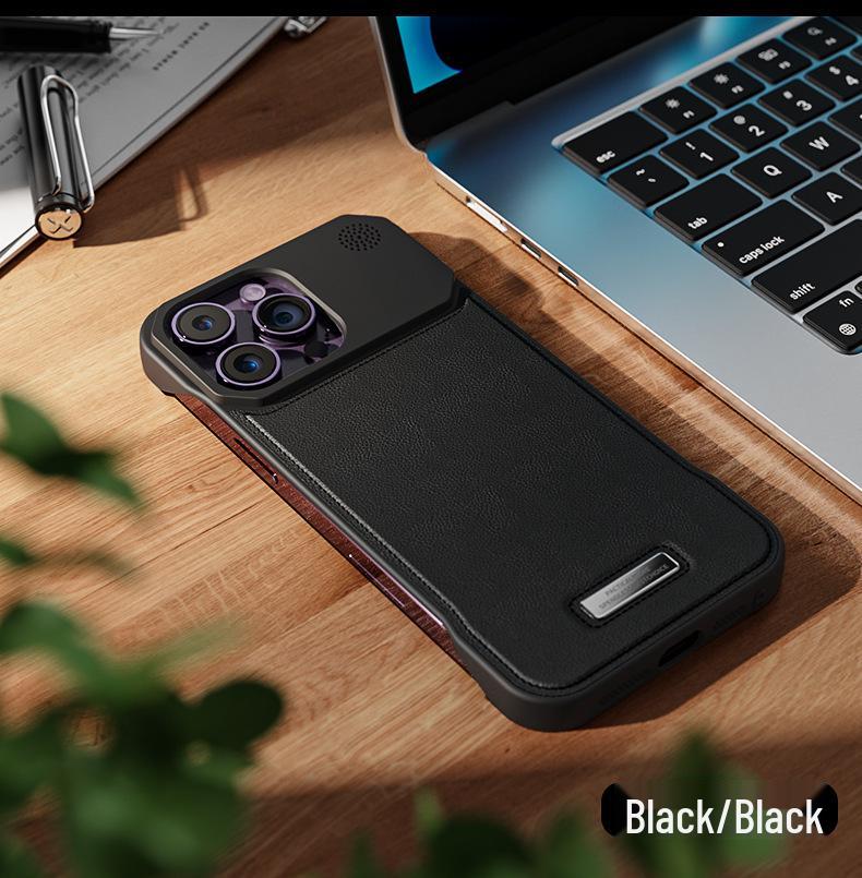 Магнитный чехол с ароматом кожи для iPhone 17 Pro Max с металлической рамкой, безрамочный дизайн