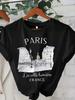 Y2k T Shirt Paris Women Print T-shirt Girl Short Sleeve Crew Neck Casual Top for Summer Spring Women's Clothing