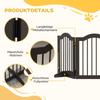 Dog Gate, 3 Panels, Foldable, Solid Wood and MDF, 154.5 x 29.5 x 61 cm, Coffee