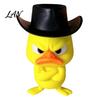 Desktop Figurine Collection Angry Duck Desk Figurine, 3D Printed Yellow Office Decoration with Cowboy Miniature Figures Hat, Little Animal Ornament