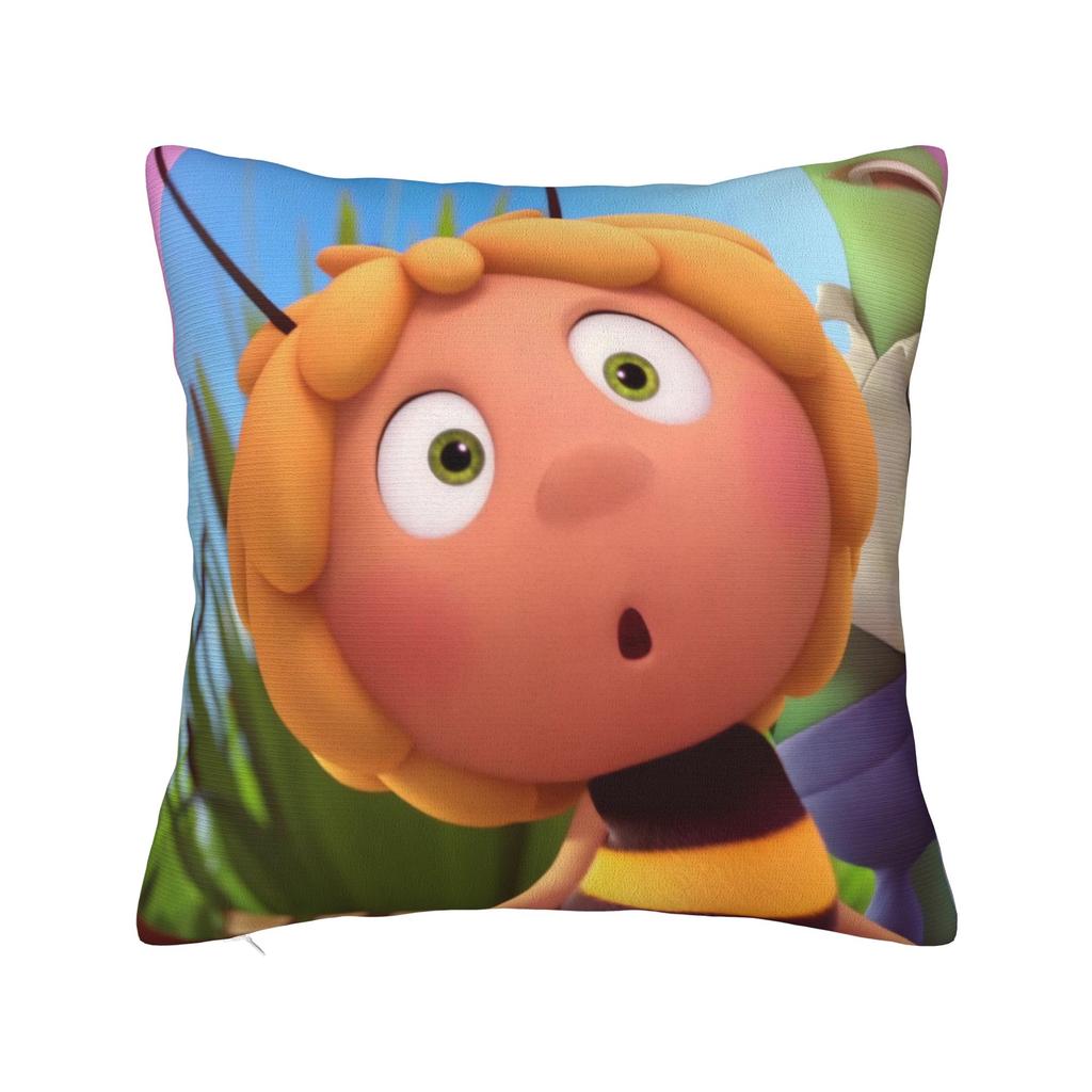Maya The Bee With Flowers Cartoon Pillowcase Merch Soft Cushion Cover Gift Throw Pillow Case Cover Home Multi Size