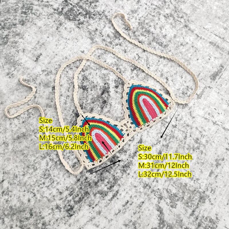 Комплект бикини из 3 предметов, связанный крючком, с полосатой мини-пляжной юбкой