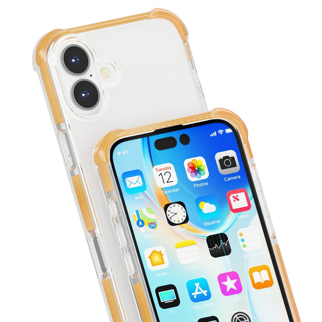 For iPhone 16 Case Four Corners Anti Drop Clear TPU+TPE+PC Phone Cover