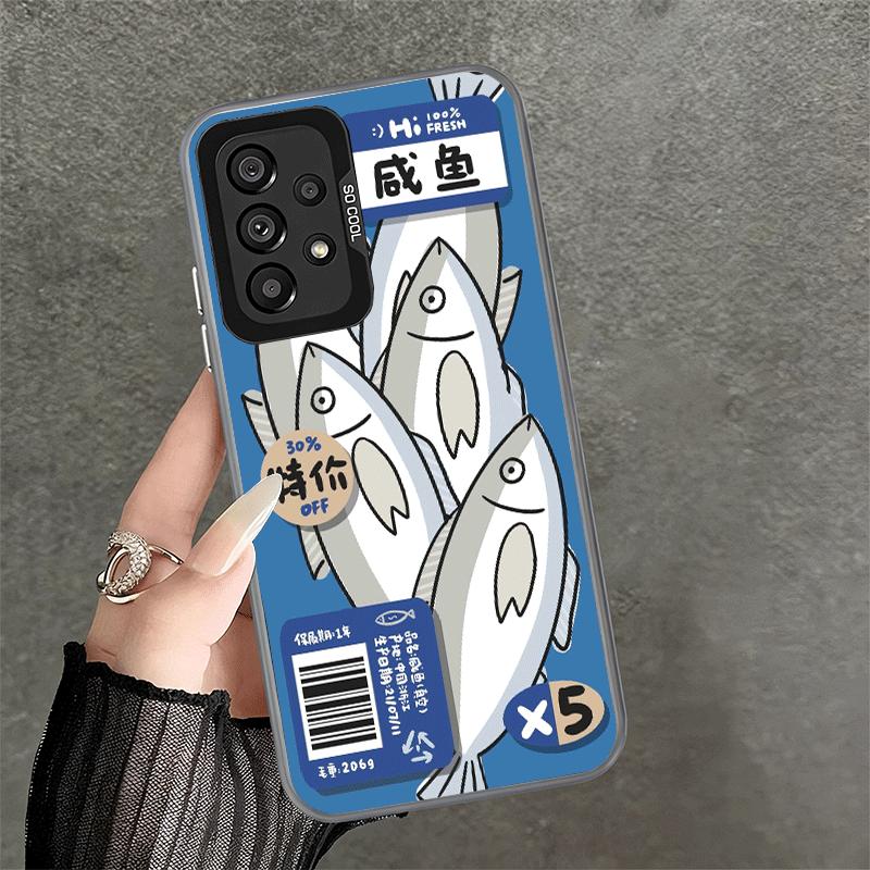 Скидка! Ударопрочный чехол для телефона с рисунком "Соленая рыба" для Samsung A17 A16 A15 A14 A37 A57 A36 A56 A26 A35 A55 A25 A34 A54 A24 A13 A23 A33