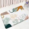 Abstract Mid Century Bath Mat Set Black Line Green Leaf Modern Geometric Boho Home Carpet Bathroom Decor Floor Rugs Toilet Cover