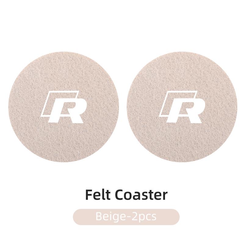 For 2PCS Car Coasters Cup Holder Mat Drinks Coaster For VW R Golf Tiguan Touareg Passat Bora Jetta Beetle Key Accessory EN1 g6