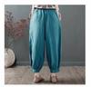 Women's Summer 100% Cotton Linen Lantern Pants - Casual, Loose, Nine-Point, Tie-Cuff Harem Style