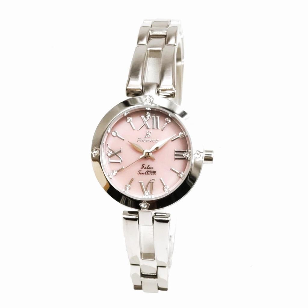 Solar 10 ATM Water Strap No Tools Bracelet with Japanese Solar Popular Pink Roman Numeral Watch Women's Watch, Resistant. [Easy Adjustment! Required]